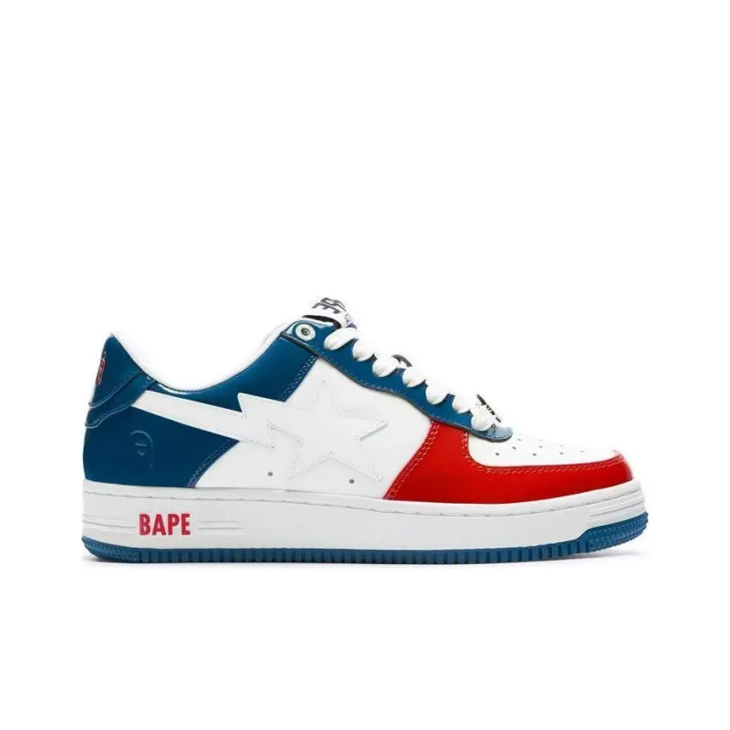 A BATHING APE STA Stylish Skateboarding Shoes Men's Red White Blue-1