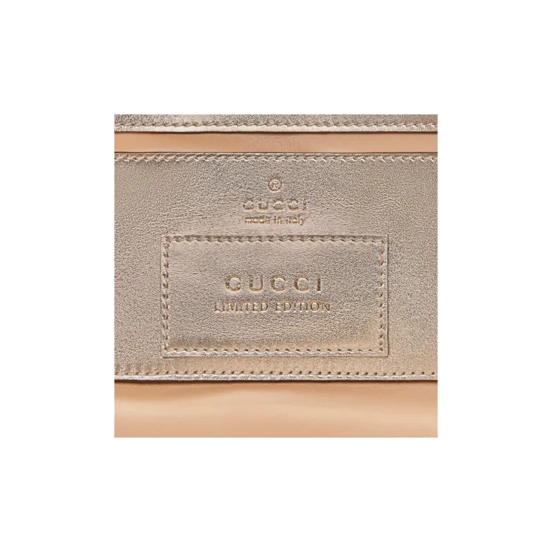 GUCCI Broadway Lurex Leather Clutch Women's Copper-7
