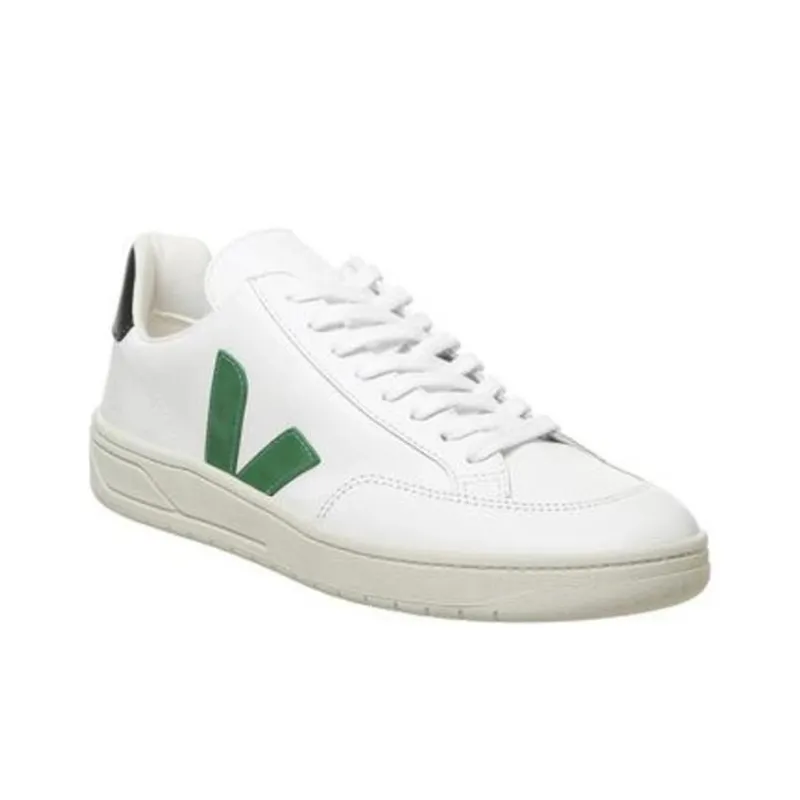 VEJA V-12 Low-Top Stylish Skateboarding Shoes Unisex White Green-2