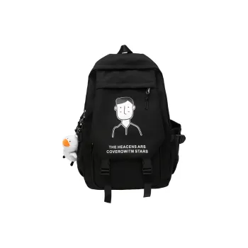 Travel Nylon Backpacks Regular Unisex Black/White