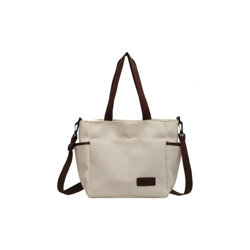 Travel Canvas Crossbody Bag Shoulder Bag Regular Women's Black/Ecru/Khaki-5