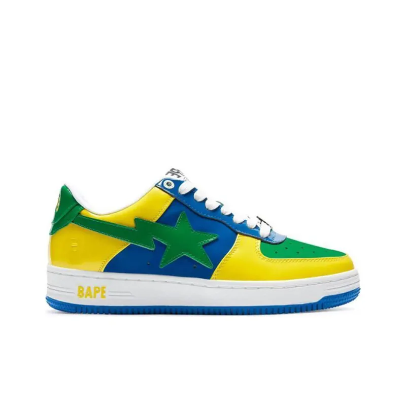 A BATHING APE STA Stylish Skateboarding Shoes Men's Green Yellow Blue-1