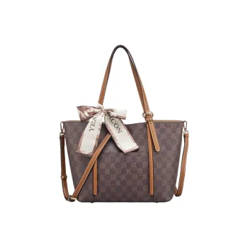 YEARCON PVC Artificial Leather Tote Bag Shoulder Bag Regular Women's Coffee