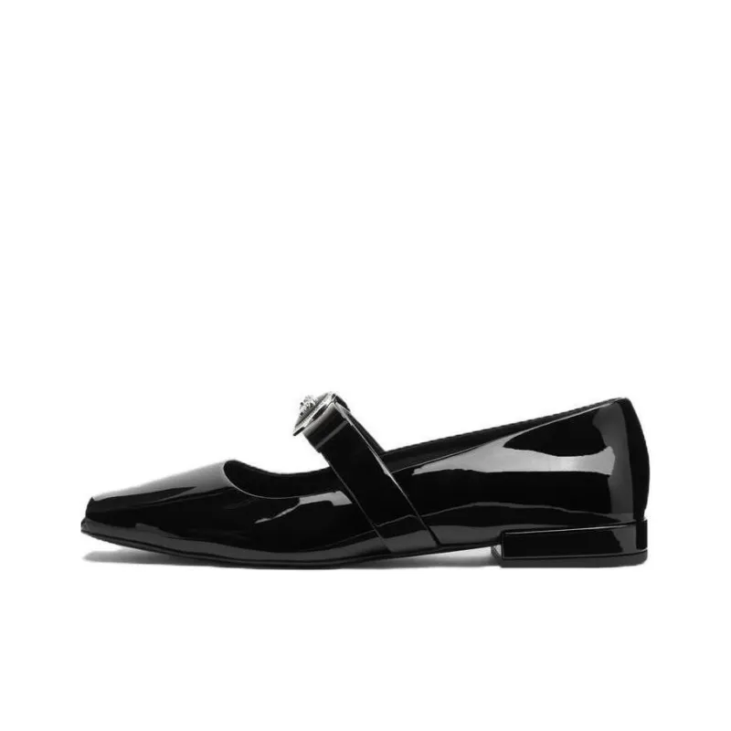 VERSACE Medusa-head Leather Ballerina Shoes-0