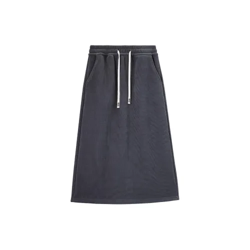 NAWAIN Casual Long Skirts Women's Iron Gray