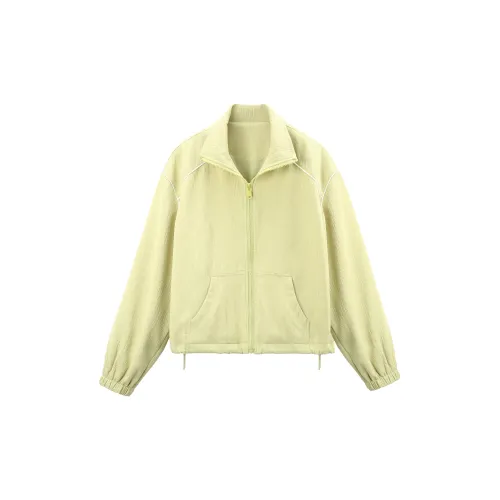 A paradise for awakening Cropped Coats Women's Yellow Green