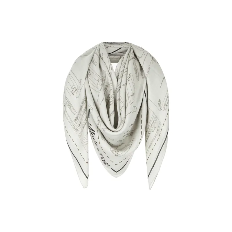 FENDI Silk Scarves Unisex White-0