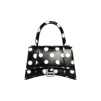 Balenciaga Hourglass Cow Leather Hourglass Bag Shoulder Bag Crossbody Bag Handbag Small Size Women's Black