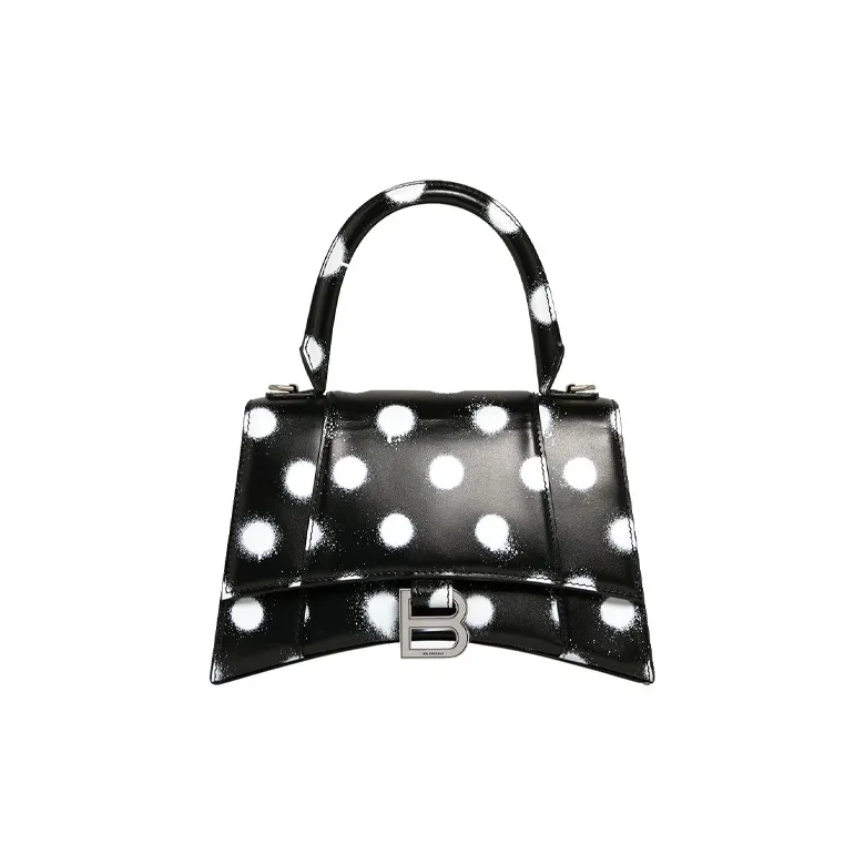 Balenciaga Hourglass Cow Leather Hourglass Bag Shoulder Bag Crossbody Bag Handbag Small Size Women's Black-0