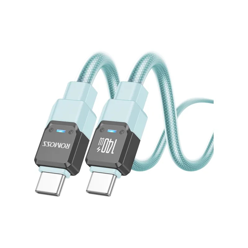ROMOSS 1.2/2m Type c To Type c 140w Compatibility Laptop Flat Cell Phone Mecha Wind Cable-2