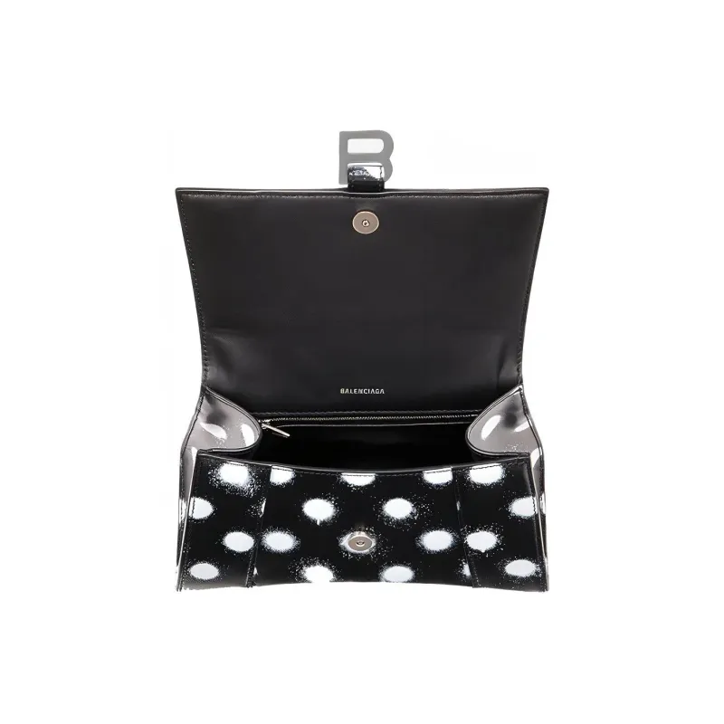 Balenciaga Hourglass Cow Leather Hourglass Bag Shoulder Bag Crossbody Bag Handbag Small Size Women's Black-3