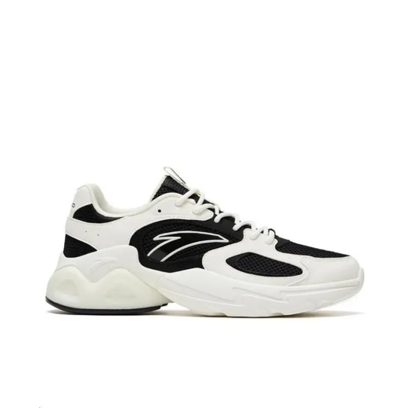 Anta Millennial Wear Resistant Low Top Chunky Sneakers Women's Black White-1