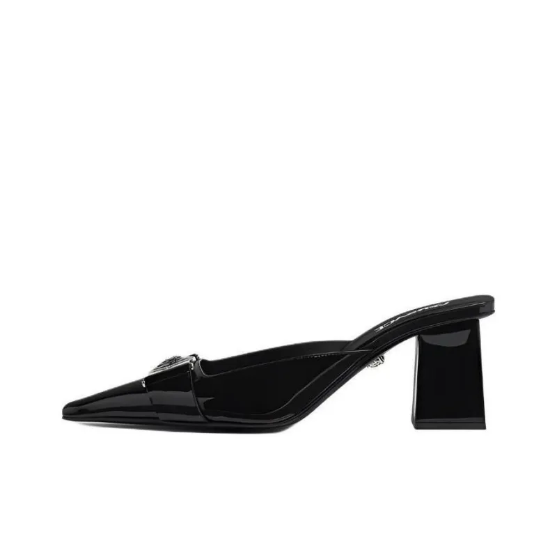 VERSACE Medusa Patent-finish Leather Mules-0