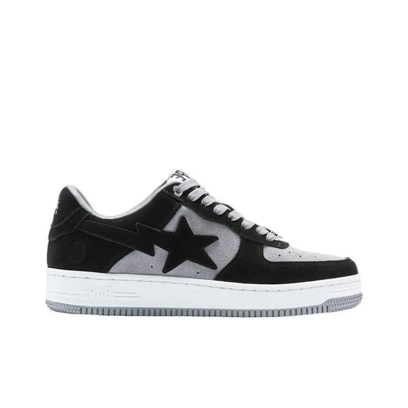 A BATHING APE STA Stylish Skateboarding Shoes Women's Black White-1
