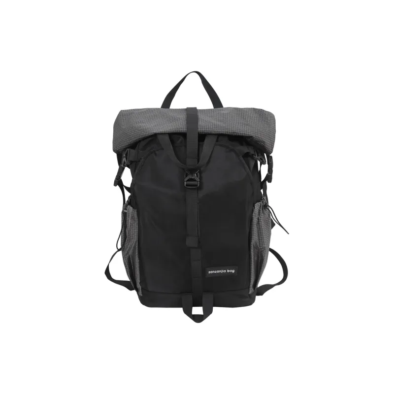 Deli Bear Nylon With Mesh Backpacks Backpack Regular Unisex Black/Black & Gray-3