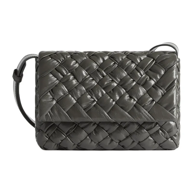 Bottega Veneta Calfskin Messenger Bag, Shoulder Bag, Crossbody Bag Trumpets Men's Light Graphite-0
