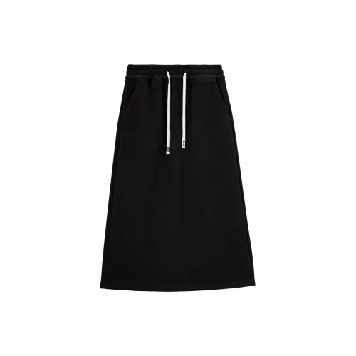 NAWAIN Casual Long Skirts Women's Matte Black