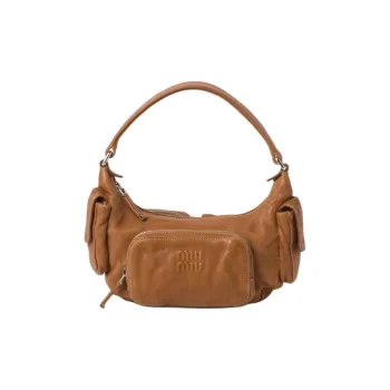 MIU MIU Leather One Shoulder Handbags Women's Brown