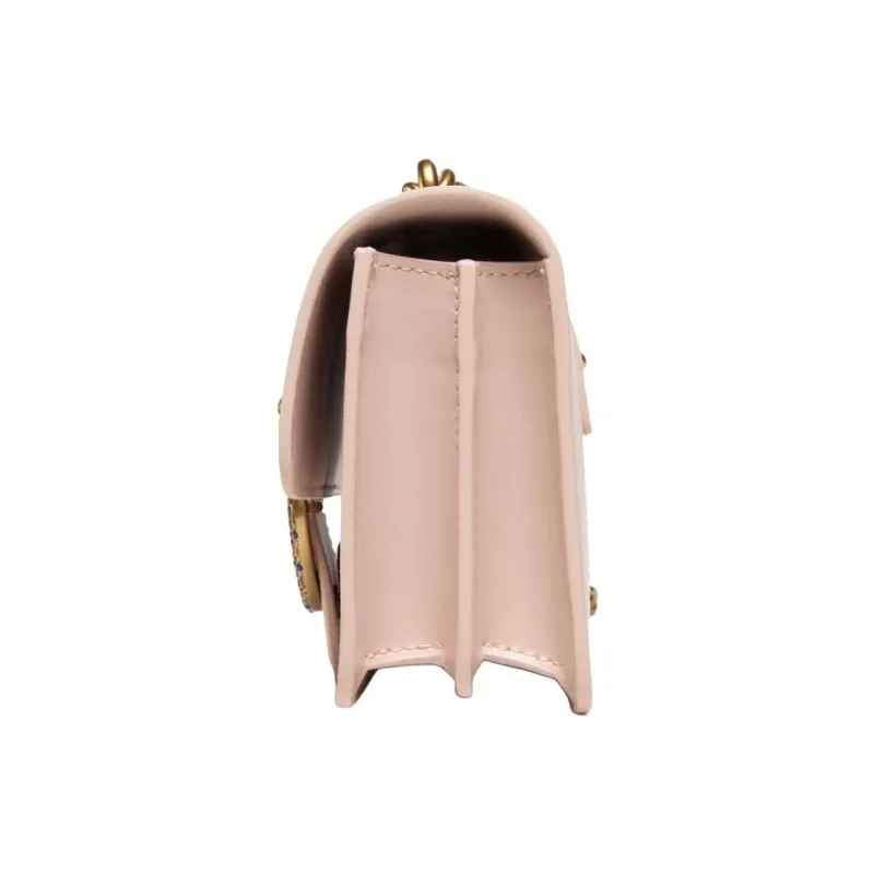 PINKO Cow Leather Swift Bag Crossbody Bag Shoulder Bag Women's Pink-3