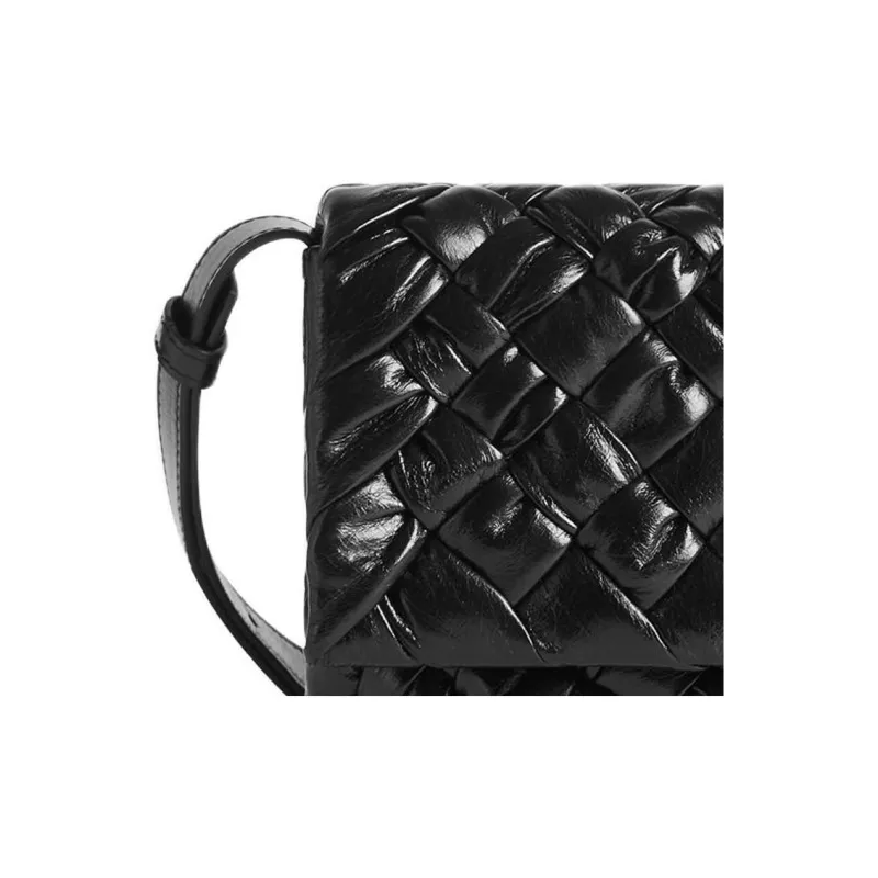 Bottega Veneta Cow Leather Messenger Bag Shoulder Bag Crossbody Bag Small Size Men's Black-4