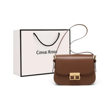 CinvaiKrose Cow Leather With Synthetic Leather Small Square Bag Shoulder Bag Small Size Women's