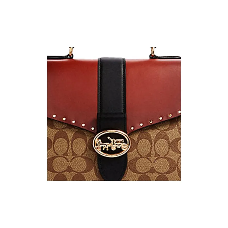 COACH Georgie Leather Zhi Sheng Bag Shoulder Bag Handbag Shoulder Bag Crossbody Bag Medium Size Women's Red Black Brown-3