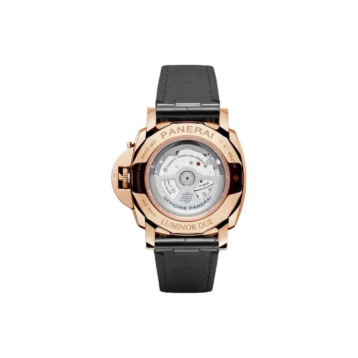 PANERAI LUMINOR DUE Automatic Mechanical Movement Men's Watch 42mm White Dial Karat Gold 18K Rose Gold Watch Case-1
