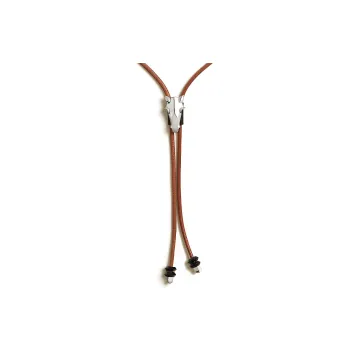 HERMES Destrier Ox Horn Leather Metal Palladium Plated Necklaces Men's Brown