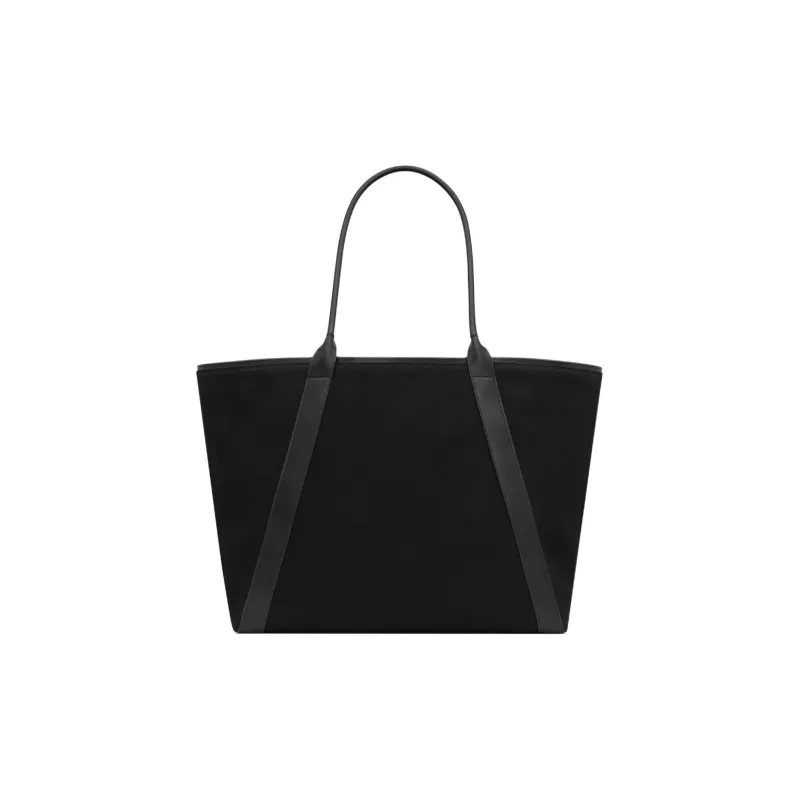 SAINT LAURENT Fabric Cow Leather Patchwork Tote Bag Shopping Bag Handbag Shoulder Bag Men's Black-4