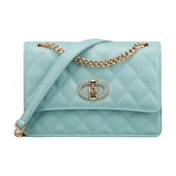 YEARCON Synthetic Leather Diamond Pattern Chain Bag Shoulder Bag Regular Women's Ecru/Black/Blue