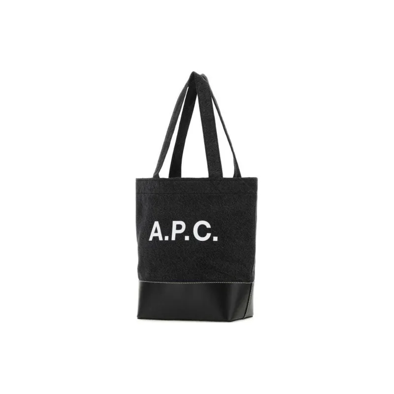 A.P.C Fabric Leather One Shoulder Handbags Small Size Men's Black-1