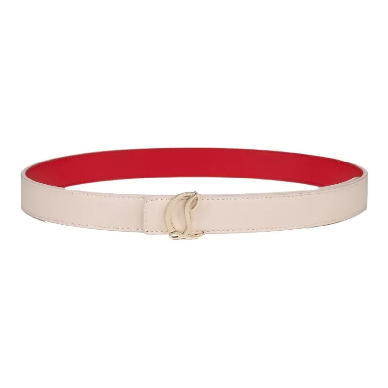 CL LUBOTING Identification Smooth Buckle Leather Belts Women's Pink Width: 2.5CM-1
