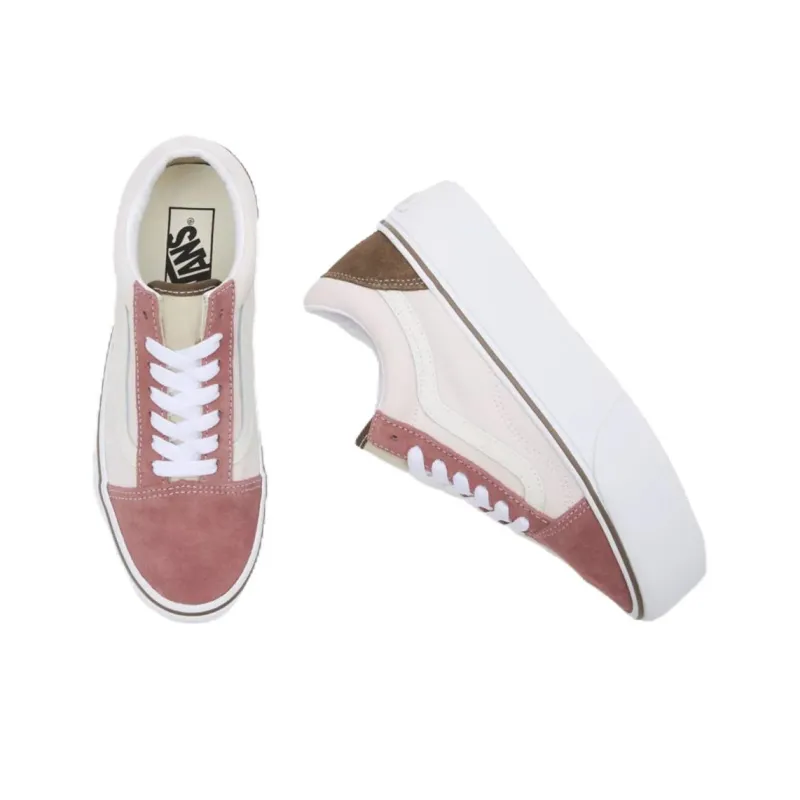 Vans Old Skool Stackform Anti-Slip Wear-Resistant Low-Top Skateboard Shoes Unisex White Red-2