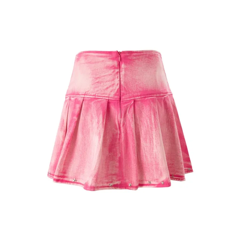 Unifree Denim Short Skirts Women's Pink-2
