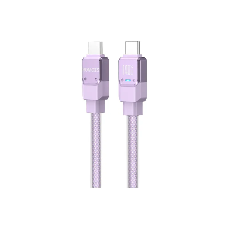 ROMOSS 1.2/2m Type c To Type c 140w Compatibility Laptop Flat Cell Phone Mecha Wind Cable-7