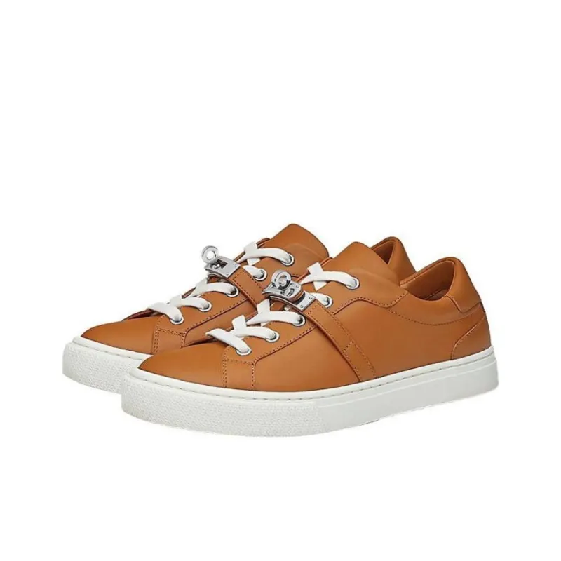 HERMES Day Sneakers Low Top Stylish Skateboarding Shoes Women's Brown-2