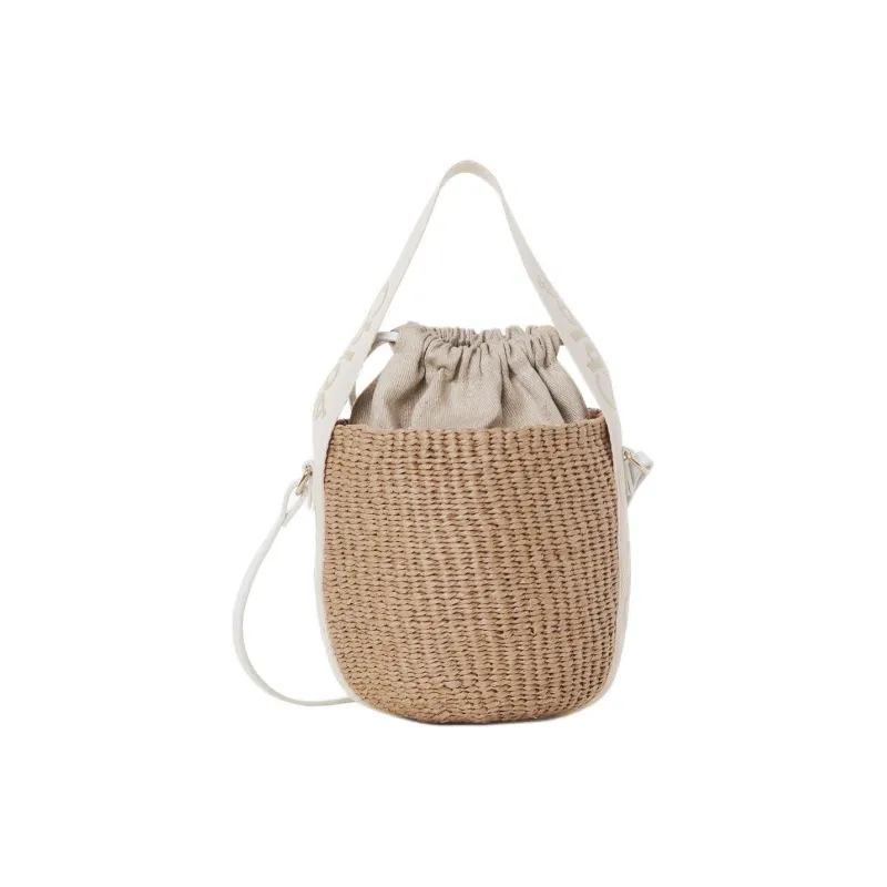 Chloe Woody Lurex Webbing With Calfskin Crossbody Handbag, Shoulder Bag Women's Gold-0