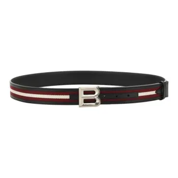 BALLY Logo Buckle Stripe Detailed Belt
