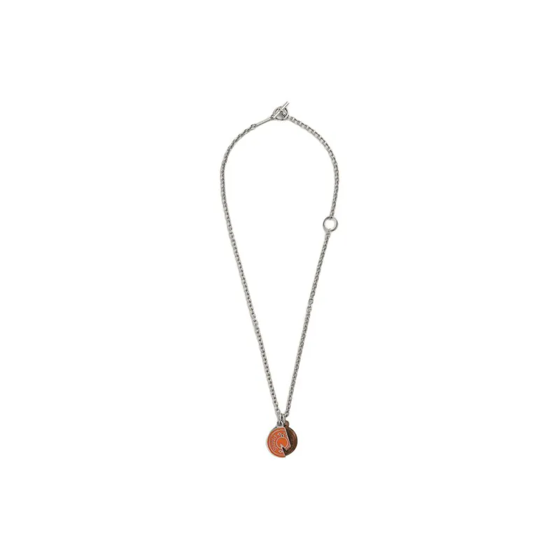 HERMES Carrousel Ox Horn, Metal, Palladium Plated Necklaces Men's Silver-2