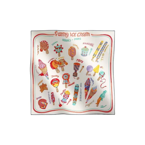 HERMES Silk Scarves Women's White