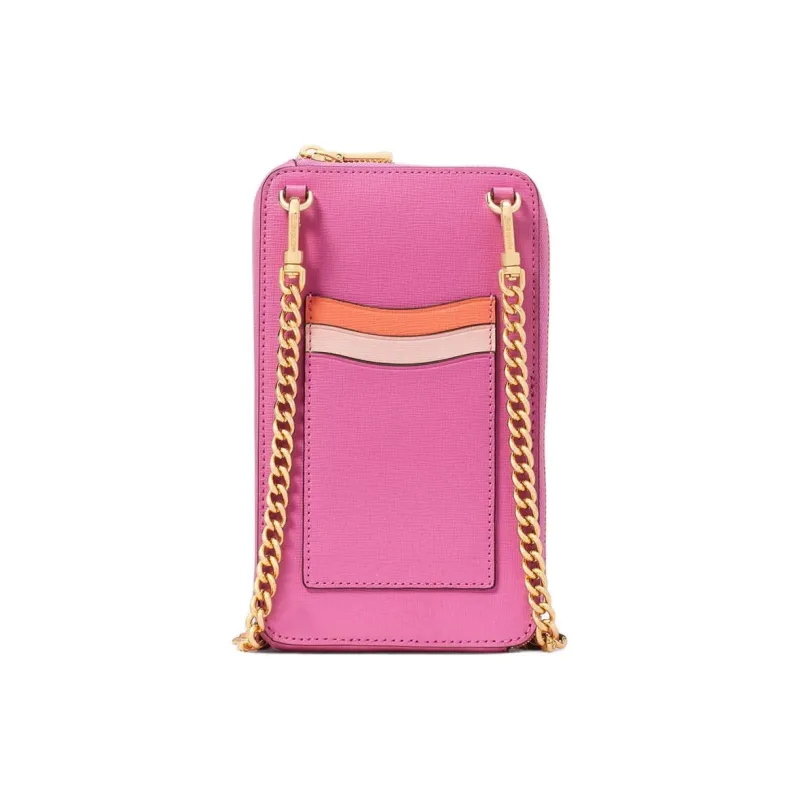 Kate Spade Saffiano Leather Cell Phone Pouch Shoulder Bag Crossbody Bag Women's Purple Coneflower With Multiple Flowers-2