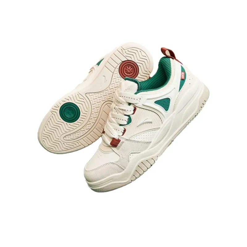 Anta Sea Salt Puffy Shoes Height Increasing Low Top Skateboard Shoes Men's White Gray Green-2