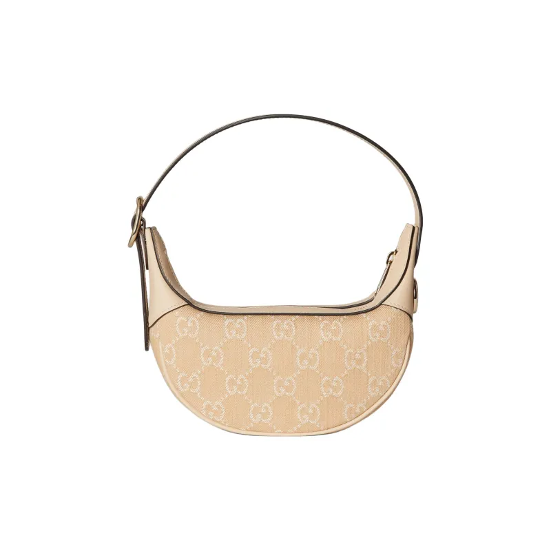GUCCI Ophidia Denim With Leather Trim Handbag Mini Women's Light Beige-3
