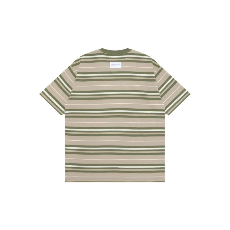 Aape Logo embroidered Striped Cotton T shirt-3