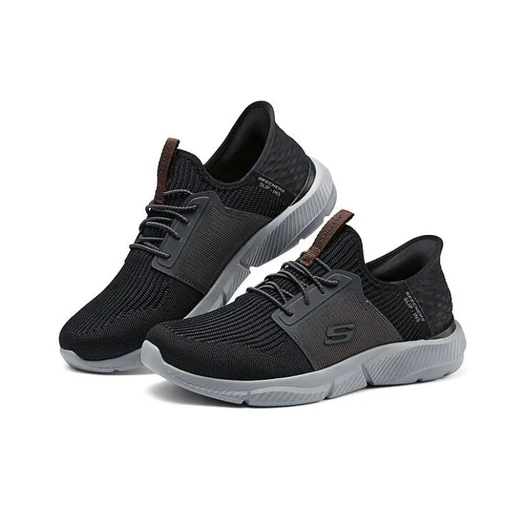 Skechers Wear Resistant Low Top Casual Shoes Men's Black Gray-3