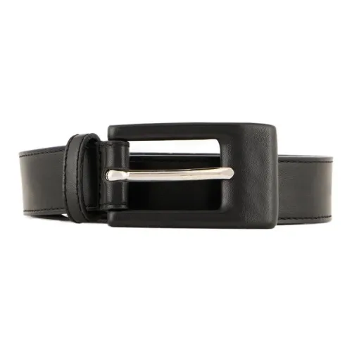 EMPORIO ARMANI Textured Pin Buckle Leather Belts Women's Black Width  3CM