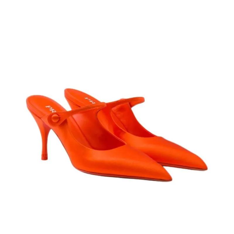 PRADA Pointed Satin Mules-2