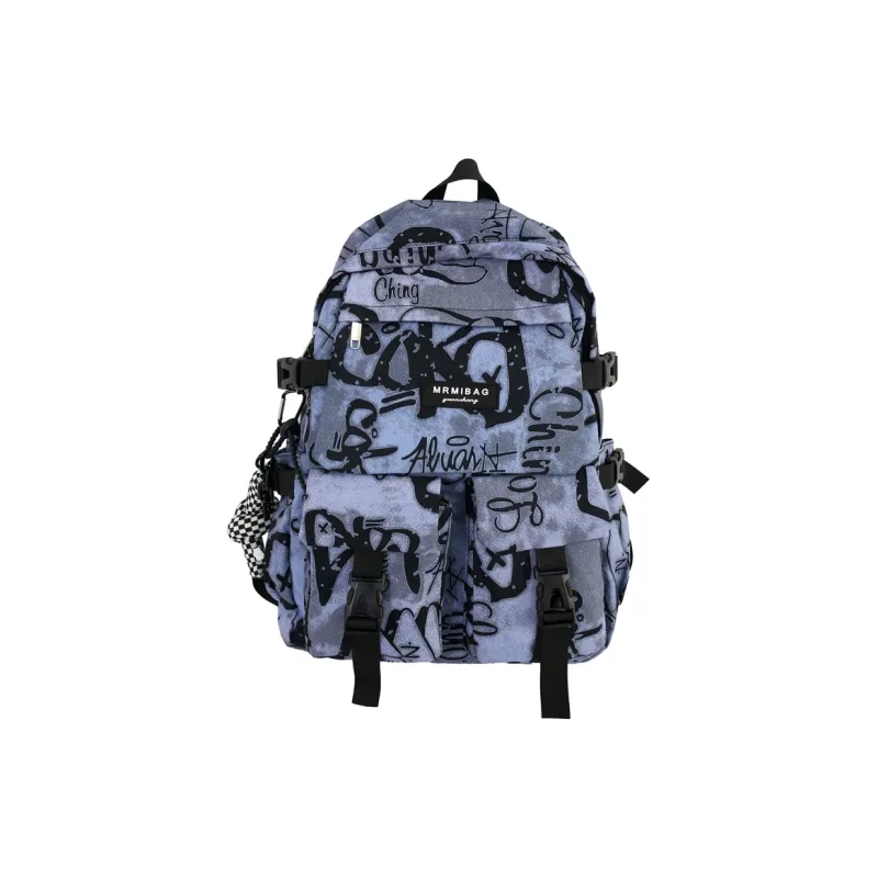 Travel Nylon Backpack Regular Black/White/Blue-11