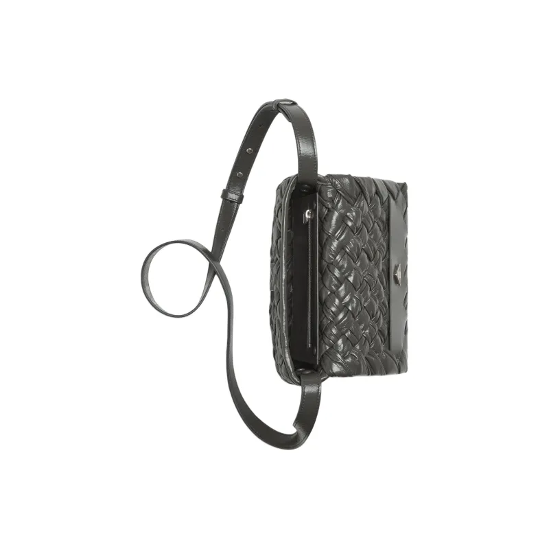 Bottega Veneta Calfskin Messenger Bag, Shoulder Bag, Crossbody Bag Trumpets Men's Light Graphite-3