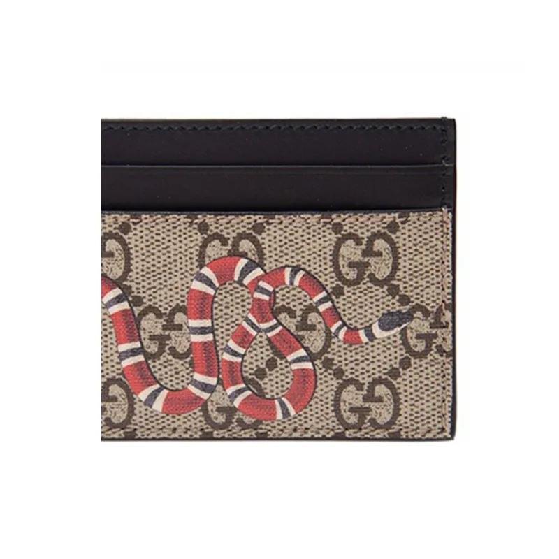 GUCCI Canvas With Leather Card Holder Card Holder Men's Ebony & Black-4